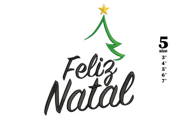 Feliz Natal Word Art: Elegant Christmas Embroidery